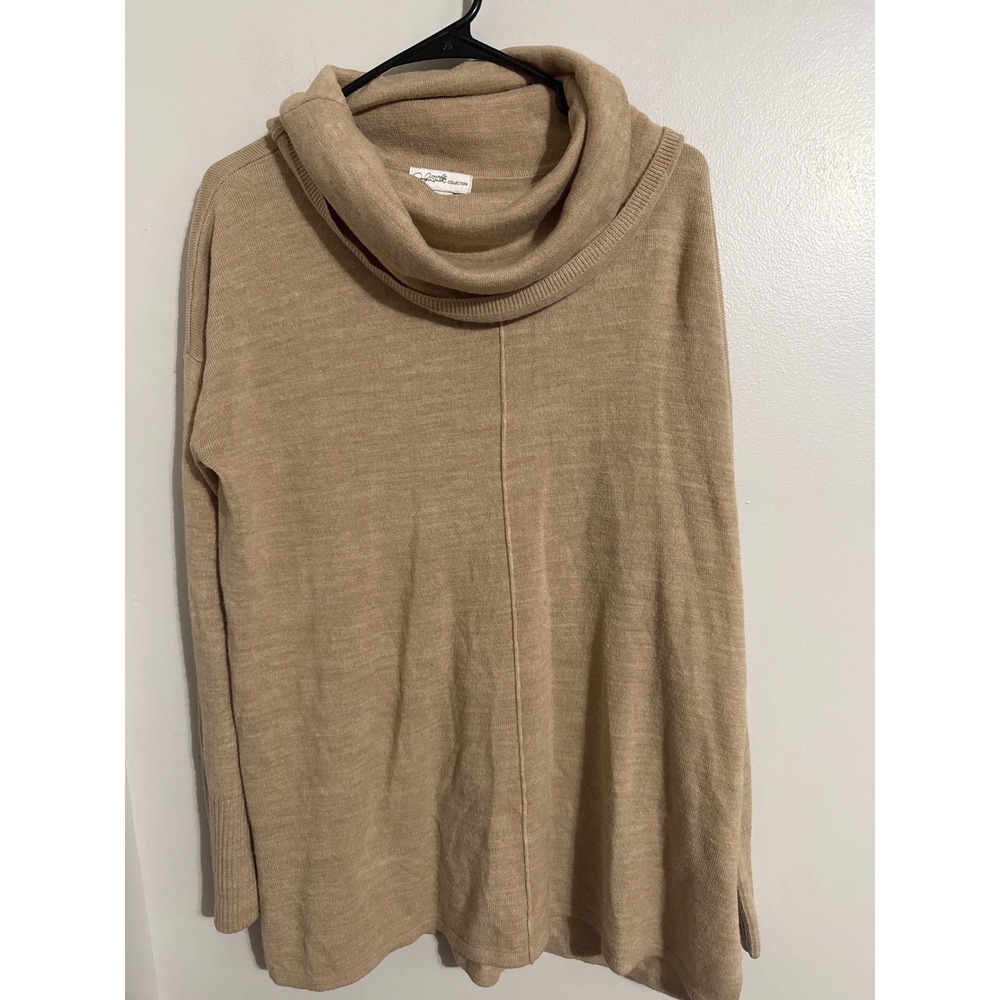 Jaclyn Smith Collection Tan Beige Cowl Neck Tunic Sweater Large 5815 RN 42000